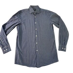 Boss Hugo Boss Men's‎ Blue Plaid Checkered Shirt Sharp Fit Size 16.5